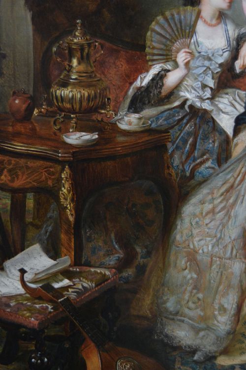 GENRE OIL PAINTING OF TWO WOMEN AT TEA BY ROBERT ALEXANDER HILLINGFORD - ADDITIONAL PHOTO 4