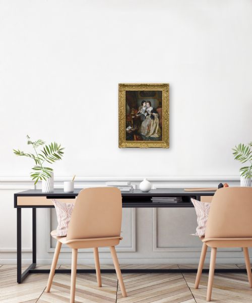 GENRE OIL PAINTING OF TWO WOMEN AT TEA BY ROBERT ALEXANDER HILLINGFORD - ADDITIONAL PHOTO 6