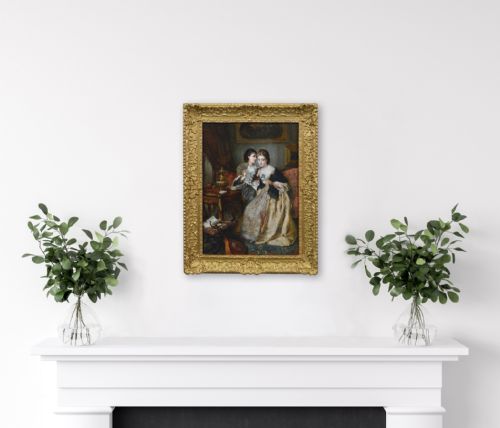 GENRE OIL PAINTING OF TWO WOMEN AT TEA BY ROBERT ALEXANDER HILLINGFORD - ADDITIONAL PHOTO 8