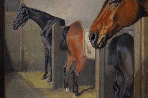 HORSE PORTRAIT OIL PAINTING OF A BAY HORSE IN A STABLE BY EDWARD LLOYD OF ELLESMERE - ADDITIONAL PHOTO 4