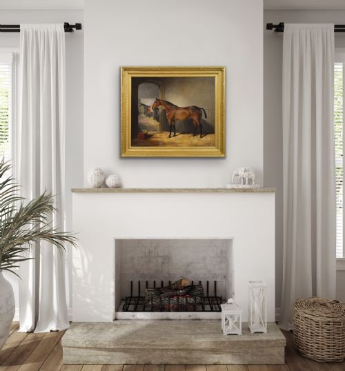 HORSE PORTRAIT OIL PAINTING OF A BAY HORSE IN A STABLE BY EDWARD LLOYD OF ELLESMERE - ADDITIONAL PHOTO 6