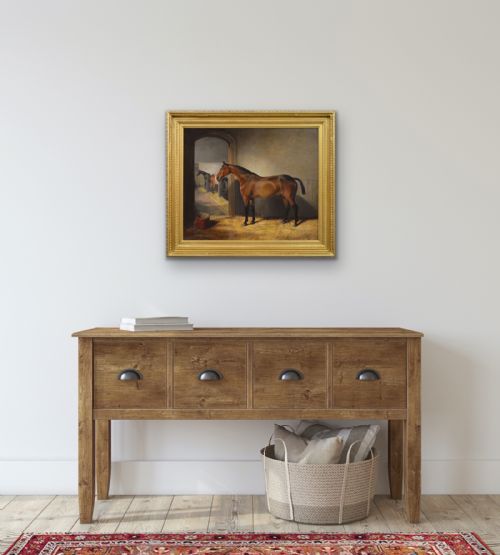 HORSE PORTRAIT OIL PAINTING OF A BAY HORSE IN A STABLE BY EDWARD LLOYD OF ELLESMERE - ADDITIONAL PHOTO 8