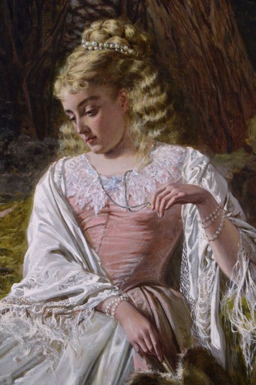 PORTRAIT OIL PAINTING OF A WOMAN SAT NEXT TO A WOODLAND POOL BY THOMAS EDWARD ROBERTS - ADDITIONAL PHOTO 3