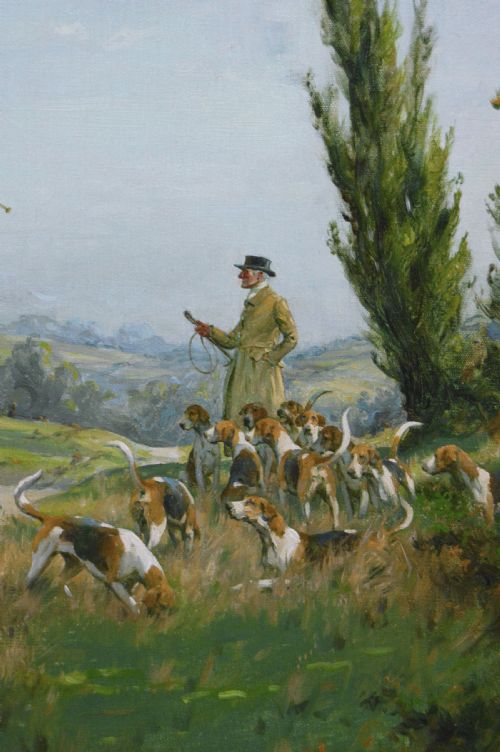 COACHING SCENE OIL PAINTING OF A STAGE COACH HOUNDS BY GEORGE WRIGHT - ADDITIONAL PHOTO 4