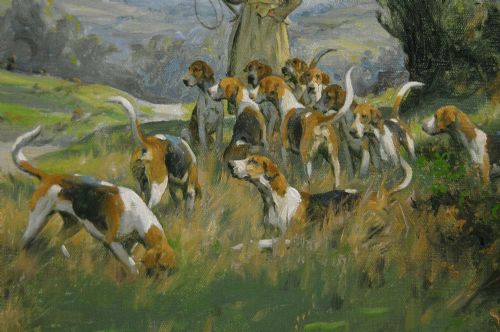 COACHING SCENE OIL PAINTING OF A STAGE COACH HOUNDS BY GEORGE WRIGHT - ADDITIONAL PHOTO 5