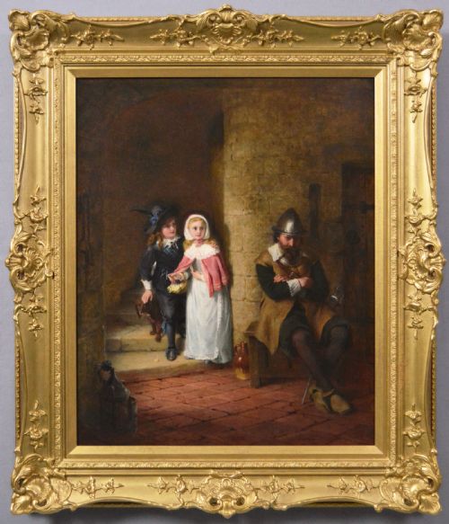 GENRE HISTORICAL OIL PAINTING OF CHILDREN AT A TOWER BY GEORGE BERNARD O'NEILL
