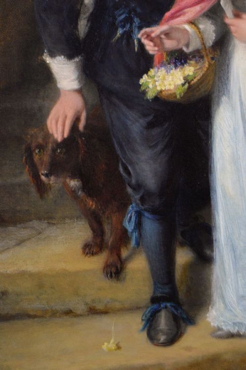 GENRE HISTORICAL OIL PAINTING OF CHILDREN AT A TOWER BY GEORGE BERNARD O'NEILL - ADDITIONAL PHOTO 4
