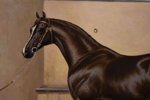 HORSE PORTRAIT OIL PAINTING OF THE RACEHORSE WORCESTER BY ALBERT CLARK - ADDITIONAL PHOTO 6