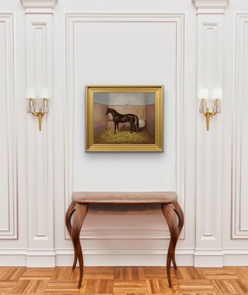 HORSE PORTRAIT OIL PAINTING OF THE RACEHORSE WORCESTER BY ALBERT CLARK - ADDITIONAL PHOTO 7