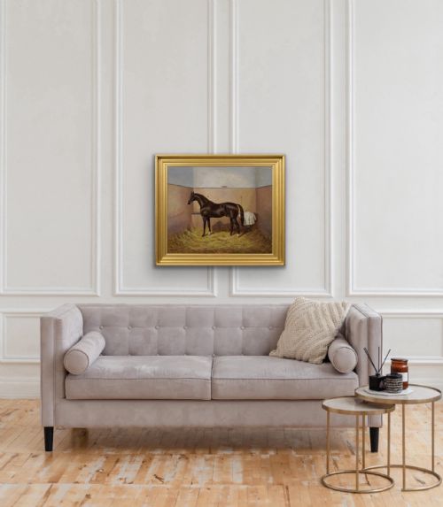 HORSE PORTRAIT OIL PAINTING OF THE RACEHORSE WORCESTER BY ALBERT CLARK - ADDITIONAL PHOTO 8