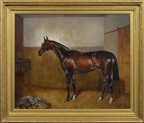 HORSE PORTRAIT OIL PAINTING OF THE RACEHORSE GENERAL PEACE BY JOHN ALFRED WHEELER