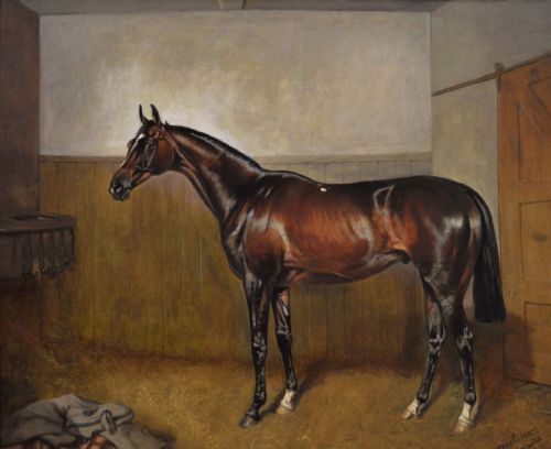 HORSE PORTRAIT OIL PAINTING OF THE RACEHORSE GENERAL PEACE BY JOHN ALFRED WHEELER - ADDITIONAL PHOTO 1