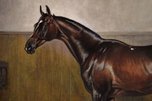 HORSE PORTRAIT OIL PAINTING OF THE RACEHORSE GENERAL PEACE BY JOHN ALFRED WHEELER - ADDITIONAL PHOTO 3