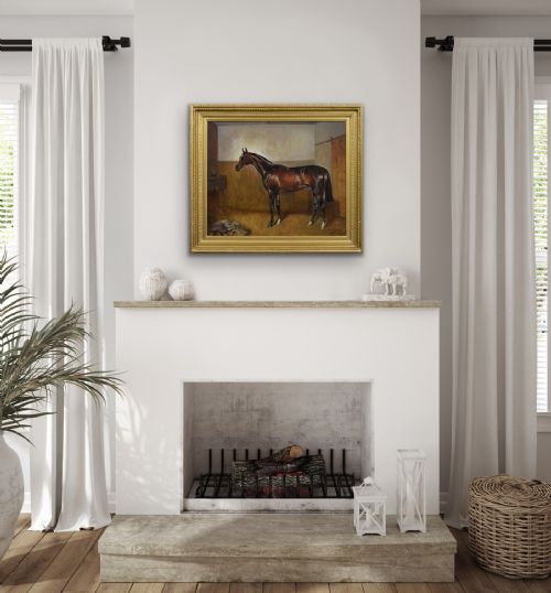 HORSE PORTRAIT OIL PAINTING OF THE RACEHORSE GENERAL PEACE BY JOHN ALFRED WHEELER - ADDITIONAL PHOTO 5