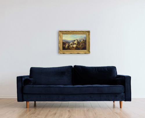 LANDSCAPE OIL PAINTING OF HIGHLAND SHEEP RESTING BY ROBERT WATSON - ADDITIONAL PHOTO 5