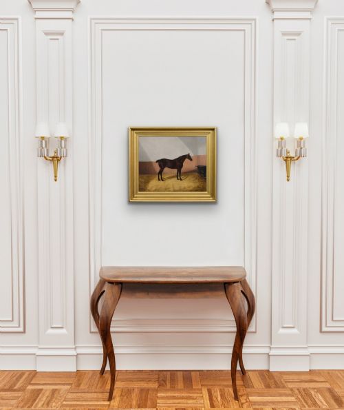 HORSE PORTRAIT OIL PAINTING OF A BAY HORSE IN A STABLE BY ALBERT CLARK - ADDITIONAL PHOTO 6