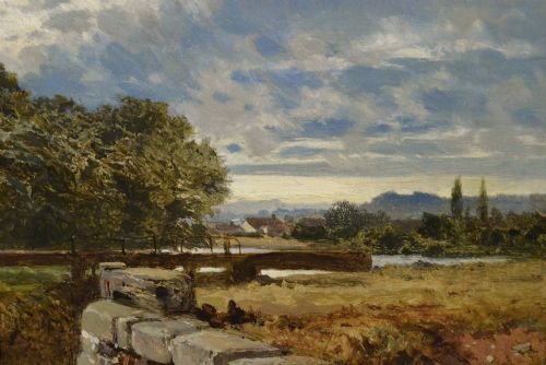 LANDSCAPE OIL PAINTING OF A CANAL BOAT AT STRATFORD UPON AVON BY BENJAMIN WILLIAMS LEADER RA - ADDITIONAL PHOTO 3