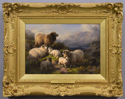SCOTTISH LANDSCAPE OIL PAINTING OF HIGHLAND SHEEP AT LOCH TAY BY WILLIAM WATSON JNR