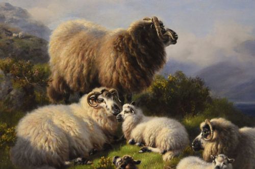 SCOTTISH LANDSCAPE OIL PAINTING OF HIGHLAND SHEEP AT LOCH TAY BY WILLIAM WATSON JNR - ADDITIONAL PHOTO 2
