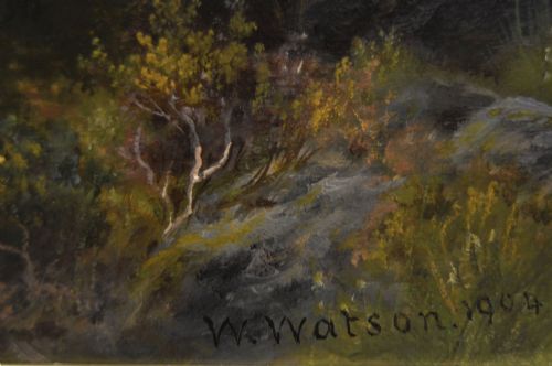 SCOTTISH LANDSCAPE OIL PAINTING OF HIGHLAND SHEEP AT LOCH TAY BY WILLIAM WATSON JNR - ADDITIONAL PHOTO 4