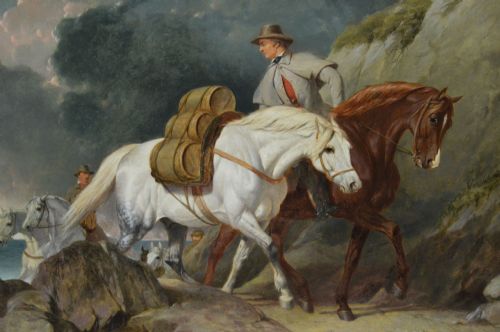OIL PAINTING OF SMUGGLERS WITH HORSES ON A COASTAL PATH BY ABRAHAM COOPER RA - ADDITIONAL PHOTO 2