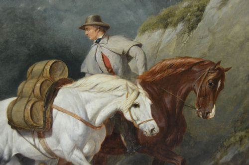 OIL PAINTING OF SMUGGLERS WITH HORSES ON A COASTAL PATH BY ABRAHAM COOPER RA - ADDITIONAL PHOTO 3