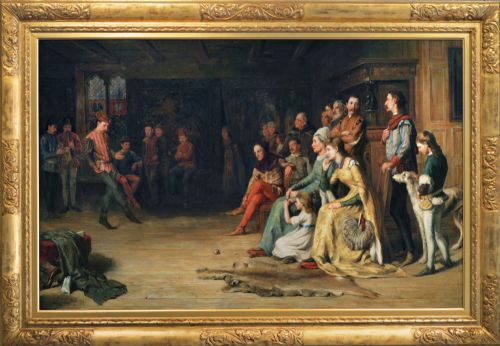 Genre Historical Oil Painting of Dancers Entertaining a Household by James Hamilton Arsa