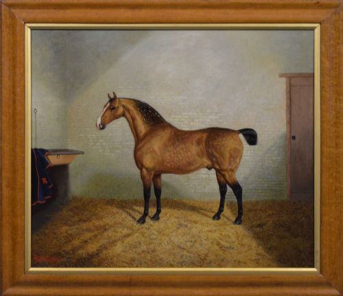 Horse Portrait Oil Painting of a Dappled Buckskin Horse by Albert Clark