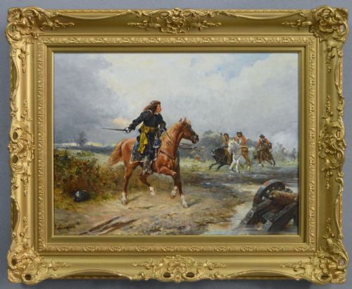 Historical Military Oil Painting of a Cavalier & Roundhead Soldiers by Robert Alexander Hillingford