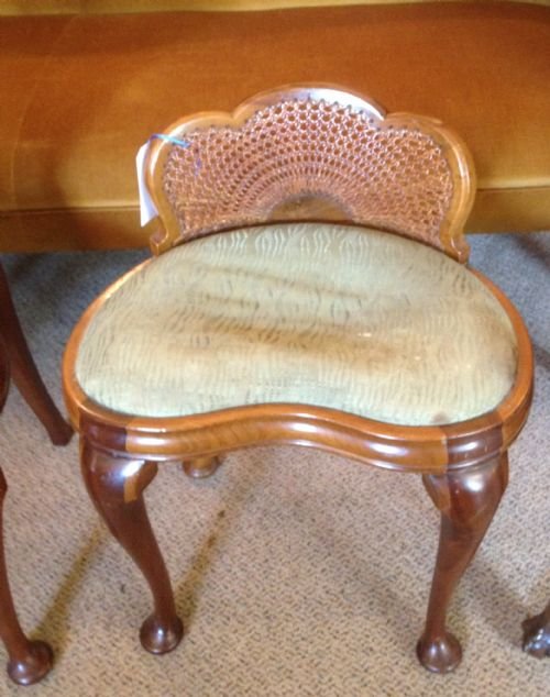 Walnut Caned Backed Dressing Stool