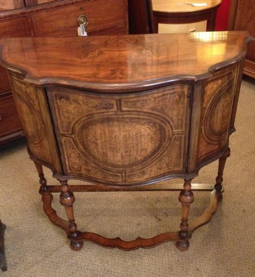 Antique Walnut and Marquetry Serpentine Fronted Sideboard/cabinet on Turned Legs