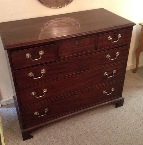 Antique Georgian Mahogany Chest of Drawers with Brass Swan Neck Handles