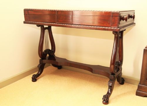 Georgian Mahogany Bagatelle Table Irish, Rectangular Table Top Having Egg Dart Moulded Edge