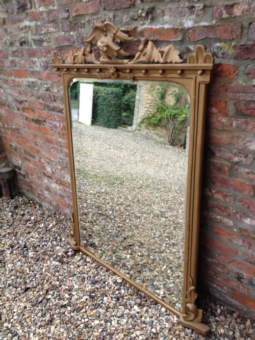 Antique Victorian Gilt Overmantel Mirror with Bevelled Glass