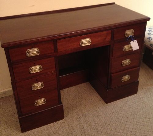 Edwardian Mahogany Twin Pedestal Desk with Keys