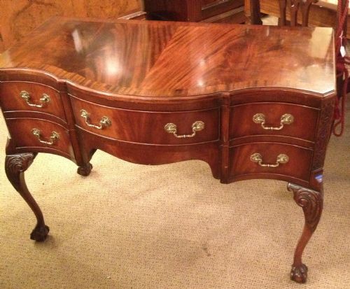 Antique Serpentine Front Mahogany Lowboy/writing Table