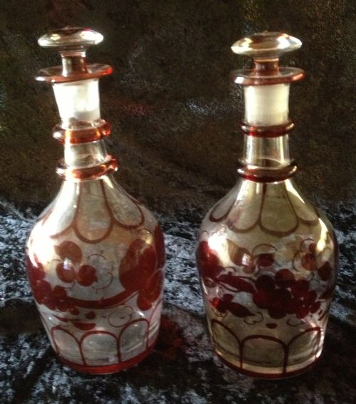fig 1. Antique Early Victorian pair of matching decanters