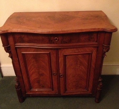 Antique Nineteenth Century Serpentine Fronted Mahogany Sideboard- Continental