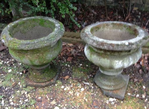 Pair of Composite Garden Urns