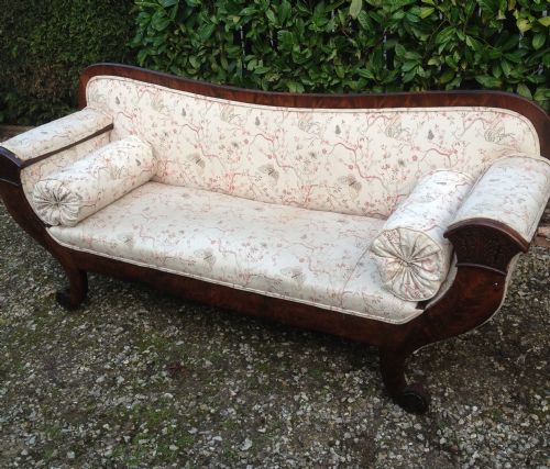 Antique Regency Scroll Ended Sofa with Mahogany Show Wood Frame .Superb Quality