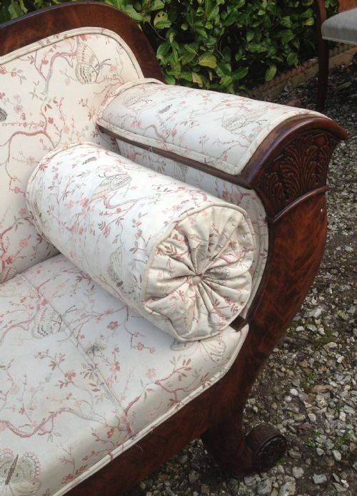 fig 2. Antique Regency scroll ended sofa with mahogany show wood frame .Superb quality