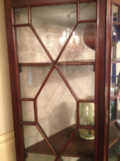 fig 1. Antique Edwardian mahogany Astragal glazed display cabinet over cupboard