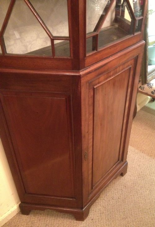 fig 2. Antique Edwardian mahogany Astragal glazed display cabinet over cupboard