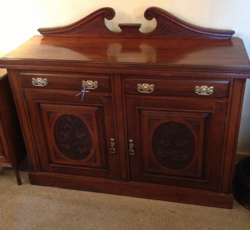 Antique Late Victorian Walnut Sideboard Circa 1890