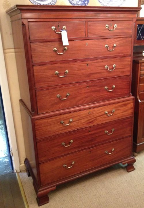 Antique Mahogany Chest on Chest Circa 1790 in Original Condition