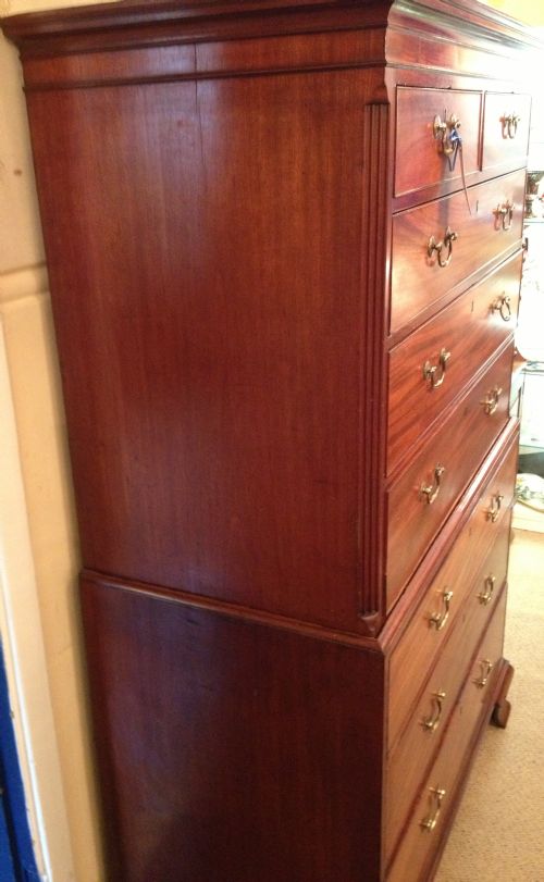 fig 2. Antique mahogany chest on chest circa 1790 in original condition