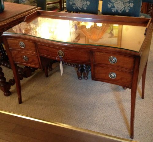 Antique Edwardian Solid Mahogany Writing Table /Side Table on Splayed Legs