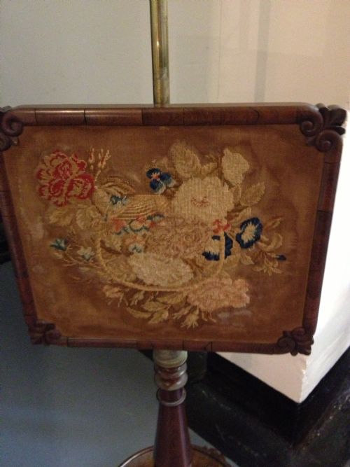 fig 1. Antique Regency rosewood pole screen in completely original condition .