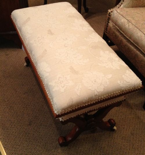 fig 2. Antique Victorian walnut duet stool with x framed supports in original condition circa 1870