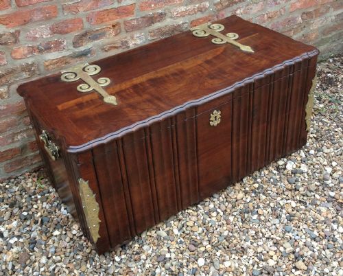 Chinese Style Brass Decorated Box with Fluted Sides Circa 1920. Ideal Coffee/ Lamp Table